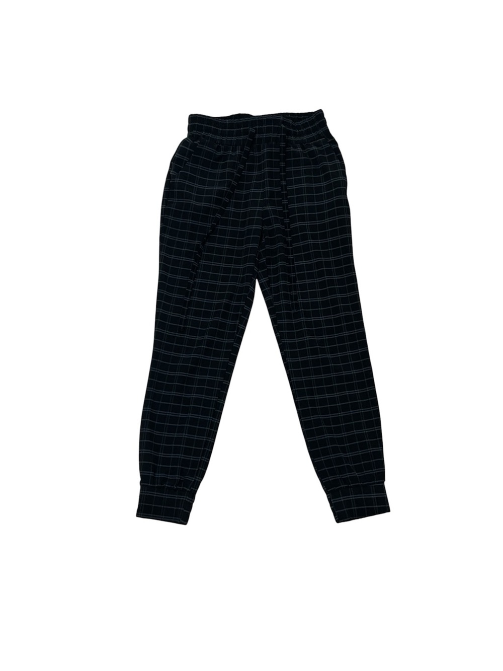 Revamped Black And Grey Plaid Joggers Women’s Size Small Trousers Pants Grunge